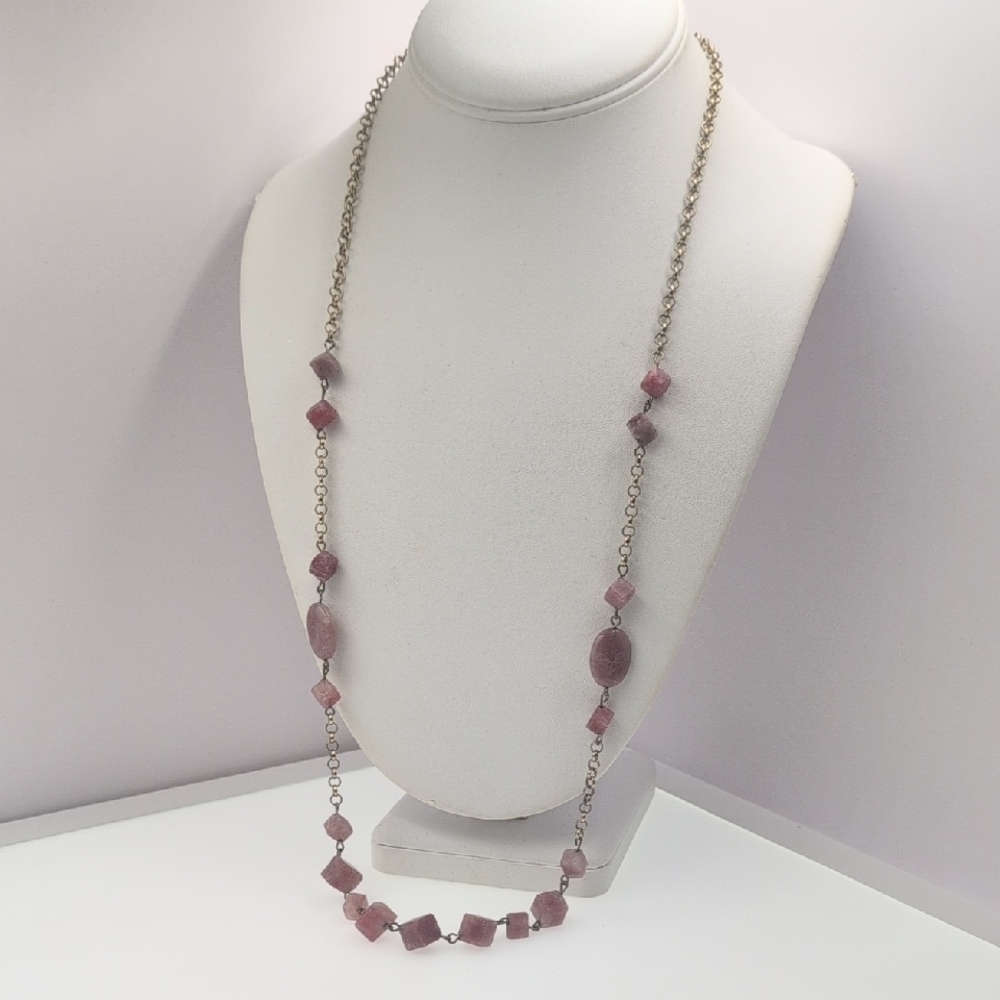 Stone Pink Beaded Necklace Bb3